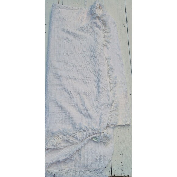 Bates Of Maine Bedspread Matelasse Blanket Full Queen Vintage White 100% Cotton - Picture 7 of 9